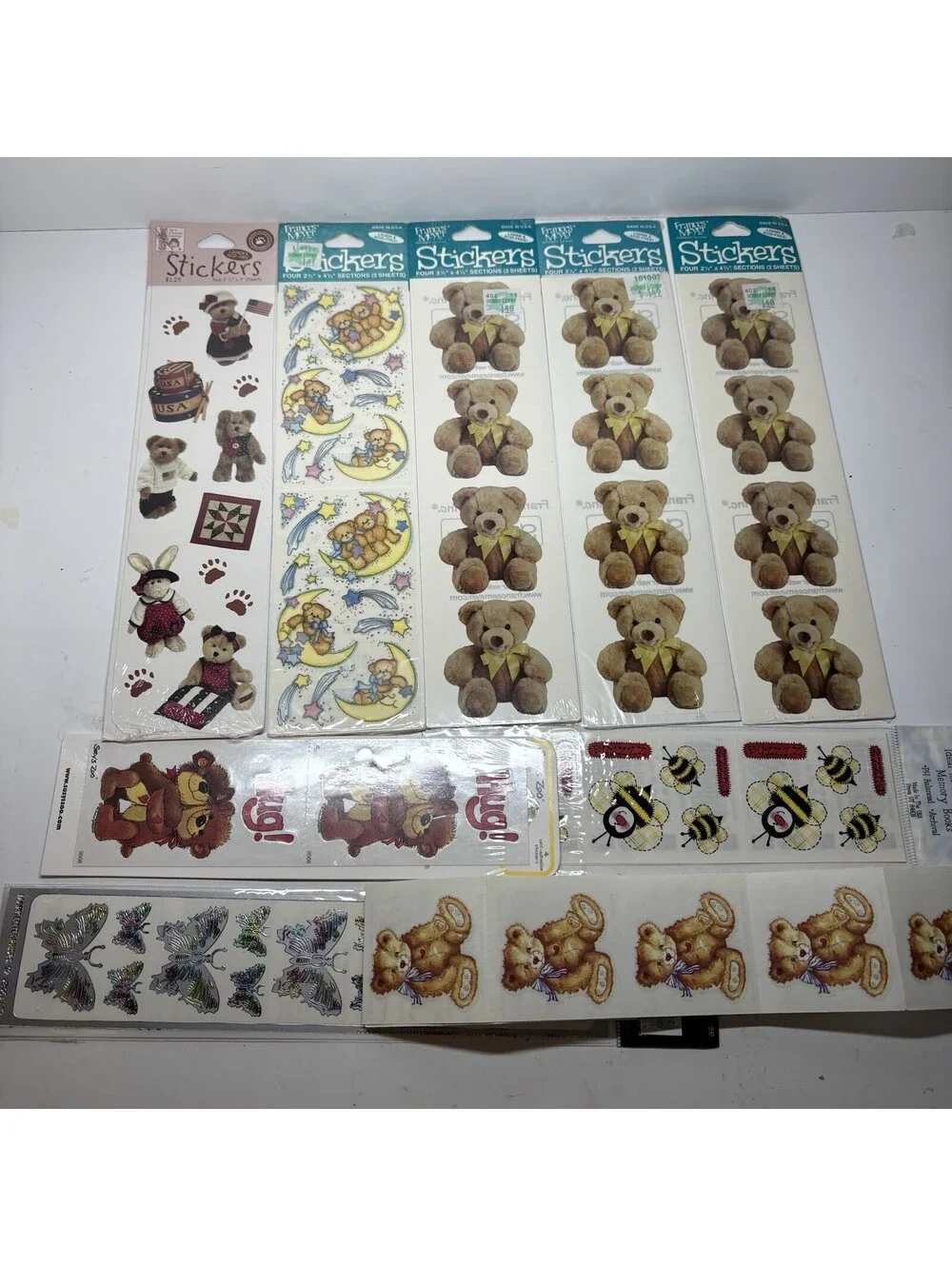 Vintage Sticker Sheets Lot Frances Meyer Suzy's Zoo Sandylion Teddy Bear 1990s